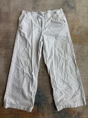 American Eagle White Wide-Leg Drawstring Pants